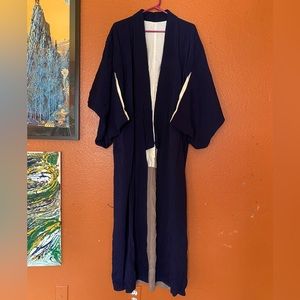 Vintage navy hand sewn silk kimono